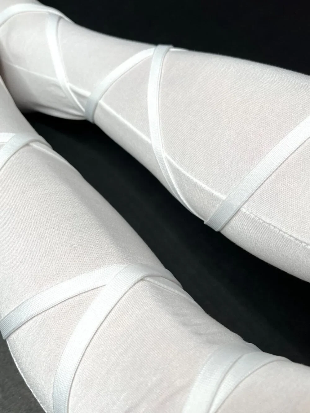 White Bandage Knee Socks OTK Mummy Costume Corset Lace Up Ballerina Halloween